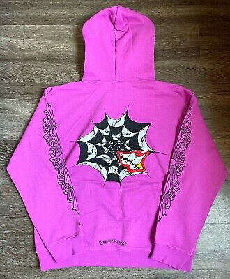 chrome hearts grey Matty boy pink hoodie spider web | Dereabi